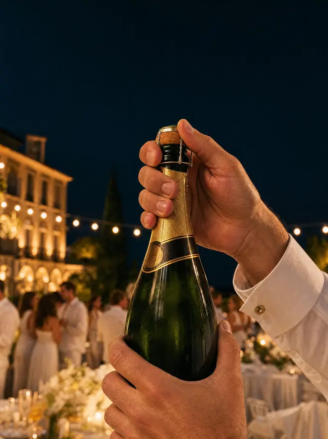 Locandina del White Party: la sera in bianco nel parco di Villa Luzi